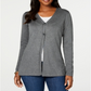 Karen Scott Women's Button up Side Slit Cardigan Top Gray Size L