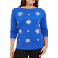 Karen Scott Women's Embellished Snowflake Top Blue Size XXL