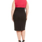 Kasper Women's Color Block Sleeveless Jewel Neck Knee Length Sheath Wear to Work Dress Pink Size 22W