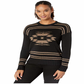 Ralph Lauren Women's Shendya Striped Long Sleeve Crewneck Sweater Black Size Large