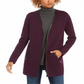 Charter Club Women's Milano Cotton Open-Front Cardigan Purple Size Large