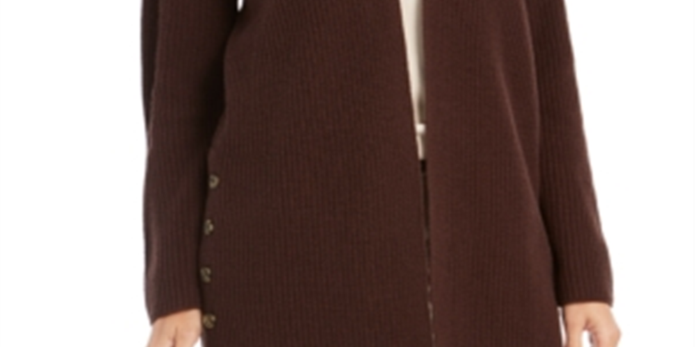 Style & Co Women's Button Side Oversized Cardigan Brown Size X-Large
