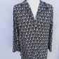 Charter Club Women's Printed V-Neck Top Blouse Black Size Medium