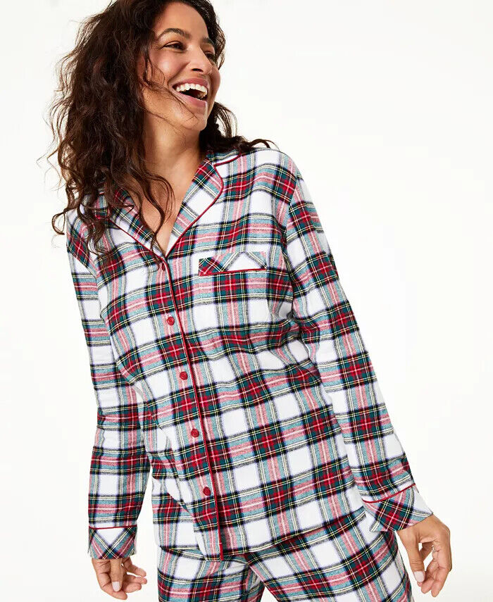 Family Pajamas Women's Stewart Plaid Set White Size X-Small