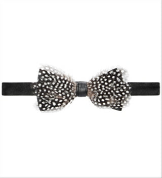 Tallia Men's Polka Dot Feathered Bow Tie Black Size Regular