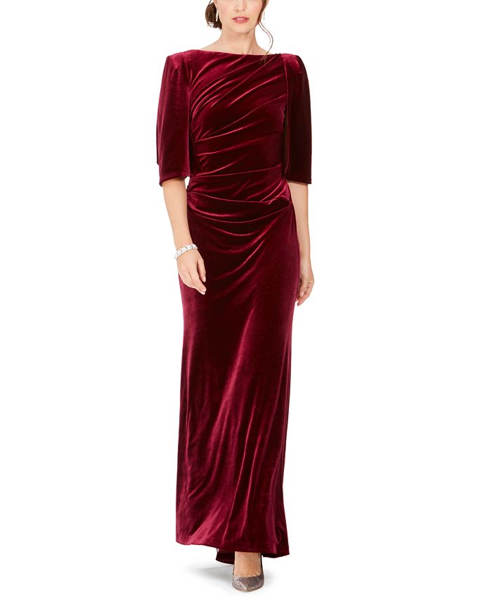 Eliza J Womens 3/4 Sleeve Boat Neck Full-Length Sheath Formal Dress Red Size 2