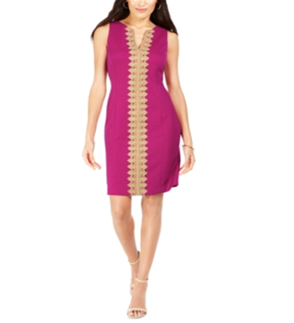 Pappagallo Women's Lace Trim Sheath Dress Pink Size 8