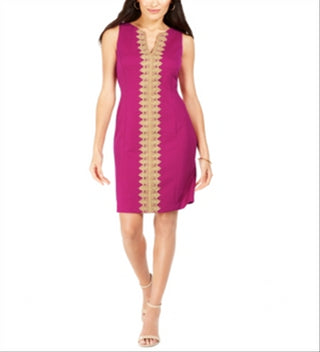 Pappagallo Women's Lace Trim Sheath Dress Pink Size 8