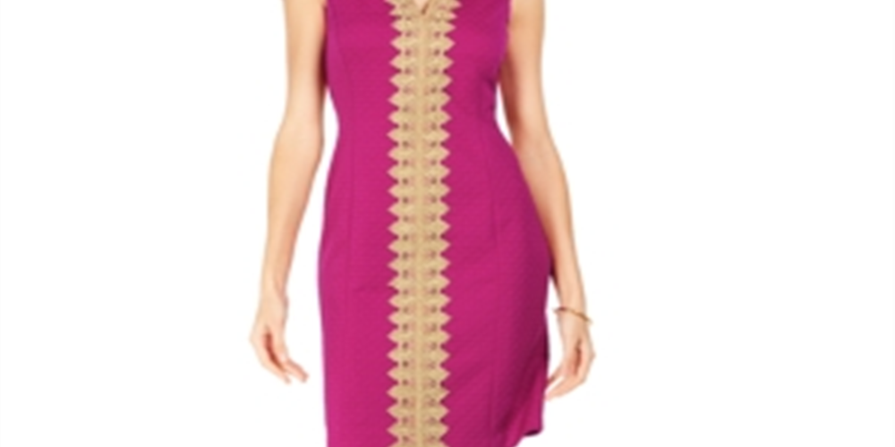 Pappagallo Women's Lace Trim Sheath Dress Pink Size 8