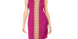 Pappagallo Women's Lace Trim Sheath Dress Pink Size 8