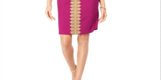 Pappagallo Women's Lace Trim Sheath Dress Pink Size 8