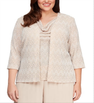 Alex Evenings Women's Cowl Neck Blouse Brown Size 3X