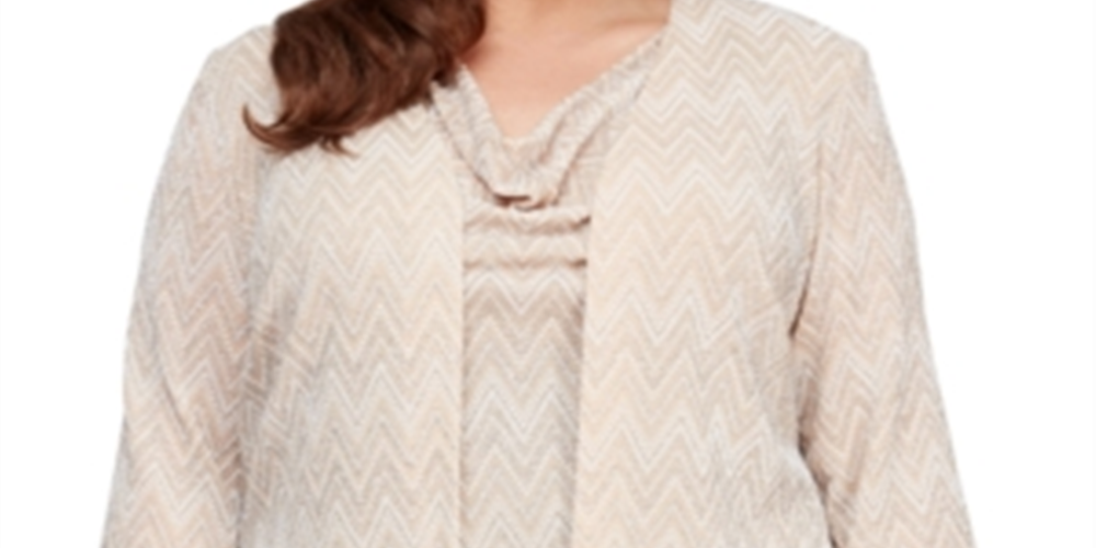Alex Evenings Women's Cowl Neck Blouse Brown Size 3X
