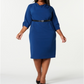 Calvin Klein Women's Trendy Plus Cowl Neck Sheath Dress Blue Size 18W