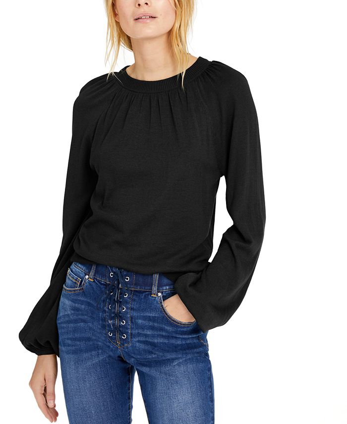 INC International Concepts Women's Balloon-Sleeve Sweater Black Size 2XL