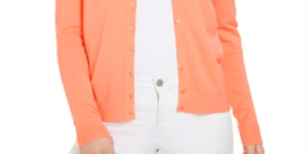 Charter Club Women's Long Sleeve Button Front Cardigan Orange Size XX-Large