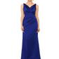 Betsy & Adam Women's Dress Satin V Neck Ruched Gown Blue Size 8