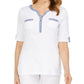 Karen Scott Women's Gingham Trim Henley Top White Size XX-Large