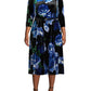Calvin Klein Women's Floral Print Velvet Dress Blue Size 14W