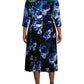 Calvin Klein Women's Floral Print Velvet Dress Blue Size 14W