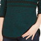 Style & Co Women's Cowl Neck Printed Sweater Green Size Petite