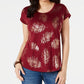 Style & Co Women's Dolman Graphic T-Shirt Red Size Petite S