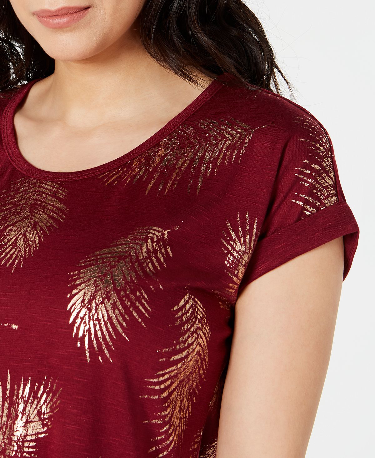 Style & Co Women's Dolman Graphic T-Shirt Red Size Petite S