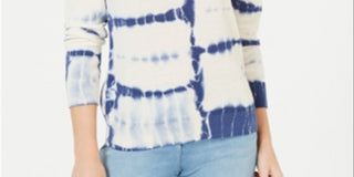 INC Womens Tie-Dye Pullover Sweater White Size -XL