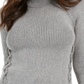 Style & Co Women's Mock Neck Lace up Sweater Gray Size Petite L