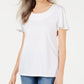 Karen Scott Women's Short Sleeve Scoop Neck Top White Size X-Large