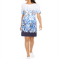 Karen Scott Women's Floral Print Boat Neck Dress Blue Size Small