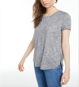Bar III Women's Short Sleeve T-Shirt Top Grey Size XX-Large
