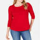 Style & Co Women's Long Sleeve Crewneck Top Red Size XX-Large