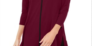 Alfani Petite Piped Tunic Wine Size Petite L