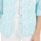 Charter Club Women's Floral Print Linen Blend Shirt Blue Size X-Small