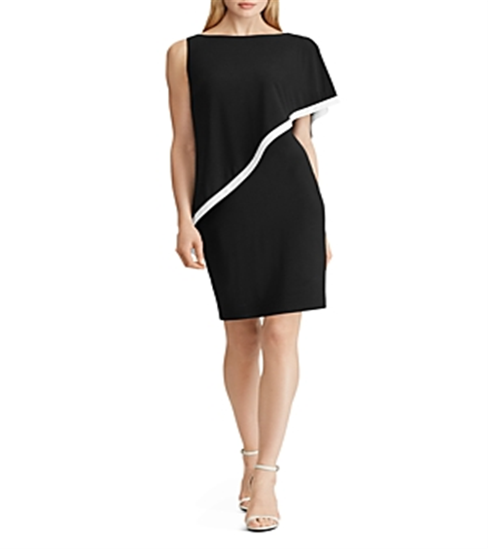 Ralph Lauren Women's Cape Detail Jersey Dress Black Size 18