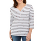 Karen Scott Women's Mixed Print 3/4 Sleeve Top Gray Size Petite X-Small