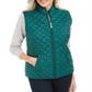 Karen Scott Women's Solid Puffer Vest Green Size Large
