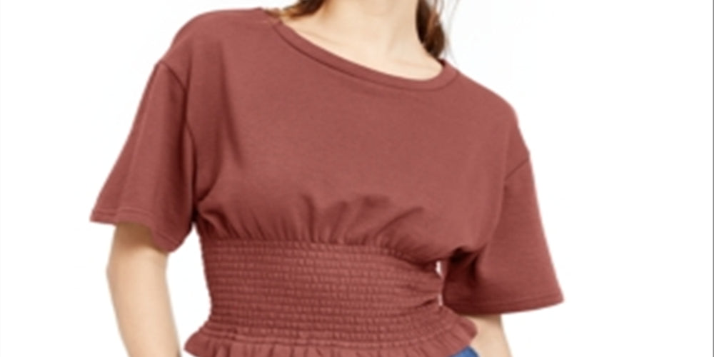 Crave Fame Junior's Smocked Waist Top -Pink Size Medium