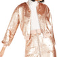 Bar III Women's Sequin Bomber Jacket Rose Gold Size L