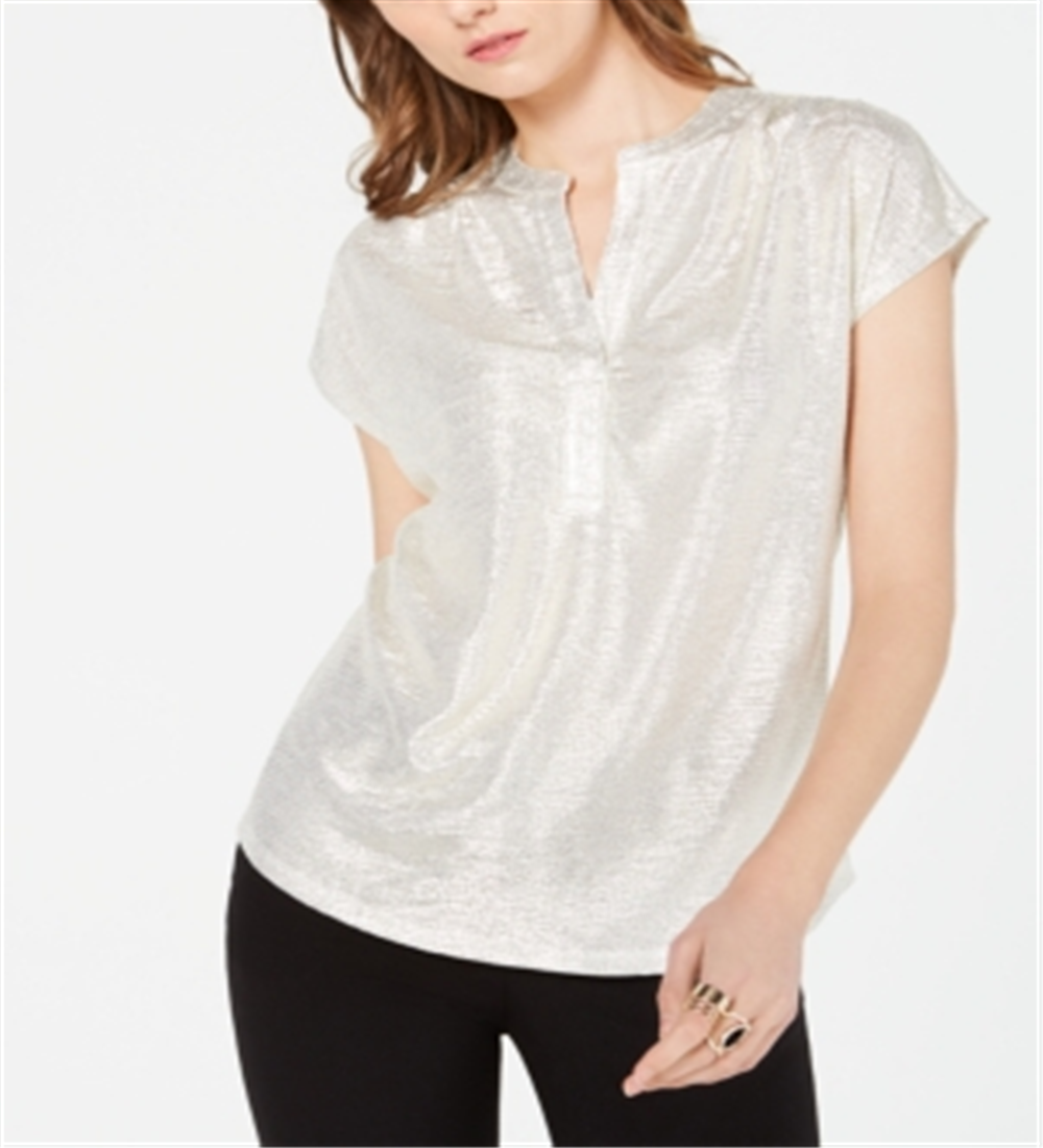 INC International Concepts Women's Pebble Shine Top White Size XS