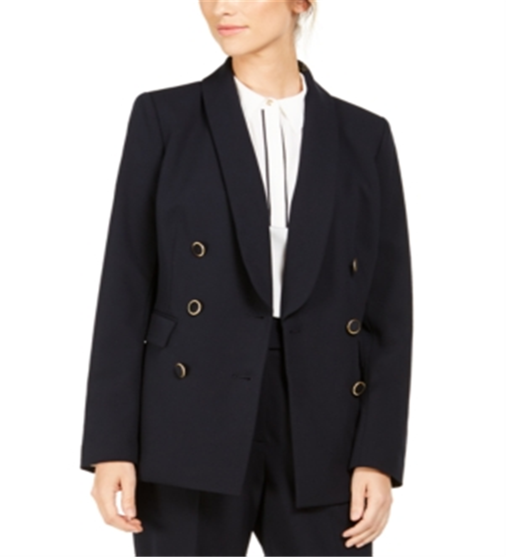 Calvin Klein Women's Knit Double Button Front Jacket Blue Size 16