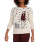 Maison Jules Women's  Printed Long Sleeve Crew Neck Top White Size Medium