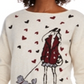 Maison Jules Women's  Printed Long Sleeve Crew Neck Top White Size Medium