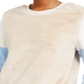 Almost Famous Junior's Colorblocked Faux Fur Pullover Blue Size Small