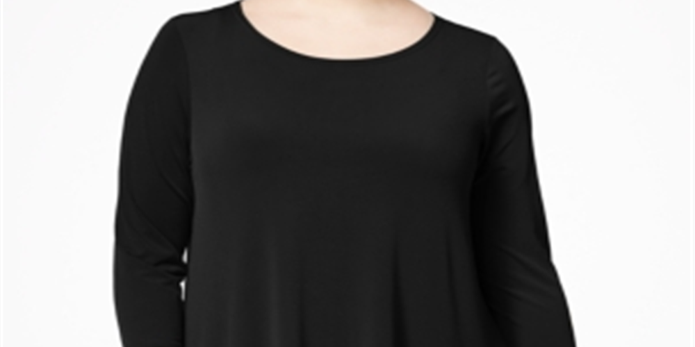 Alfani Women's 3/4 Sleeve Tunic Top Black Size 0X