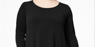 Alfani Women's 3/4 Sleeve Tunic Top Black Size 0X