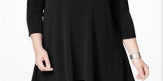 Alfani Women's 3/4 Sleeve Tunic Top Black Size 0X