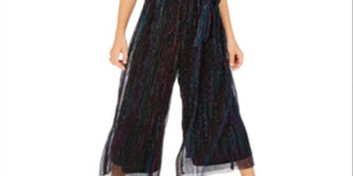 Sequin Hearts Big Girl's Metallic Stripe Jumpsuit Black Size L