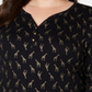 Karen Scott Women's Printed 3/4 Sleeve Henley Top Black Size 3X